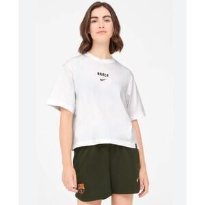 Nike FC Barcelona White Cropped Top Medium - Barca Soccer Blokecore Athletic Tee